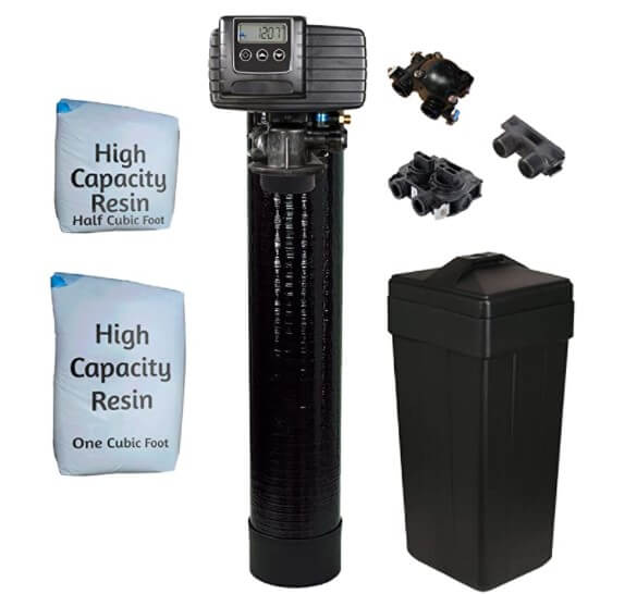 AFWFilters 5600sxt Metered On-demand 48,000 Grain Water Softener with brine tank, bypass and 1" adapters