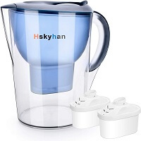 Hskyhan Alkaline Water Filter Pitcher - 3.5 Liters Improve PH, 2 Filters Included, BPA Free, 7 Stage Filteration System to Purify, Blue