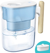 Water Filter Pitcher, Chubby Blue / White