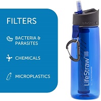 LifeStraw Go Water Filter Bottle with 2-Stage Integrated Filter Straw for Hiking, Backpacking, and Travel