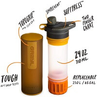 GRAYL GeoPress 24 oz Water Purifier Bottle - Filter for Hiking, Camping, Survival, and Travel (Coyote Amber)